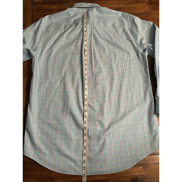 Orvis Men’s Light Blue Orange Wrinkle Free Men’s Medium Button Front Dress Shirt - Picture 8 of 9
